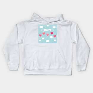 Heart balloons in the sky Kids Hoodie